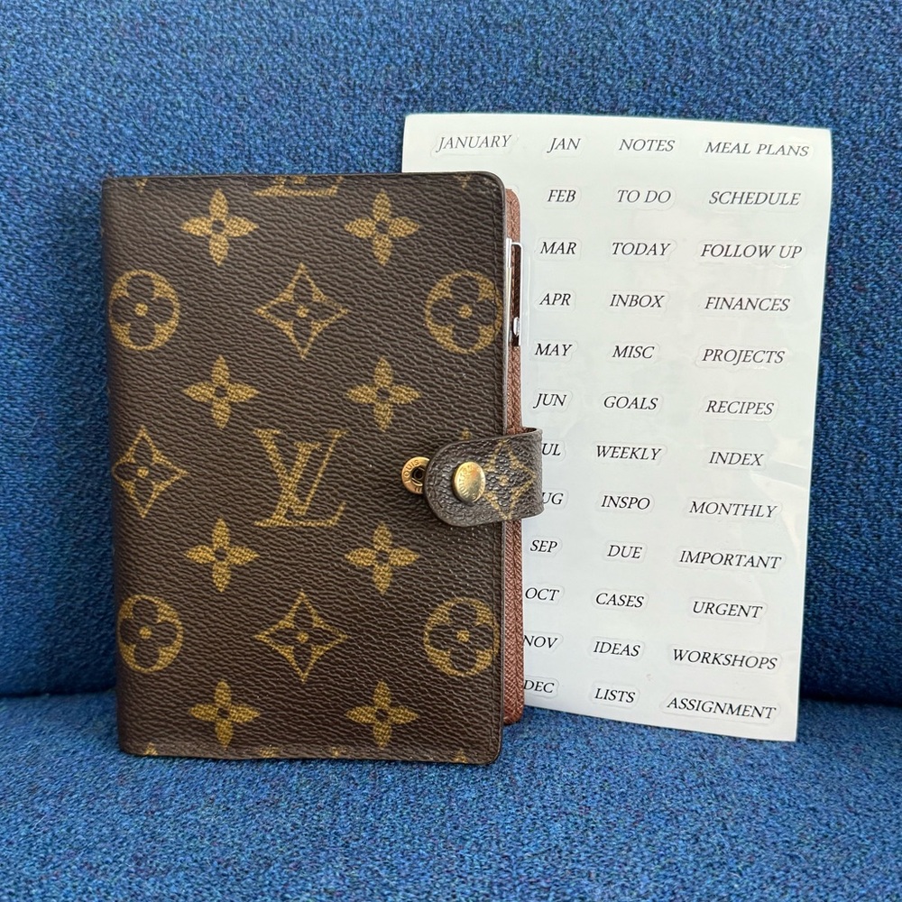 Louis Vuitton Small PM Agenda Planner Wallet Passport Cover Monogram Brown